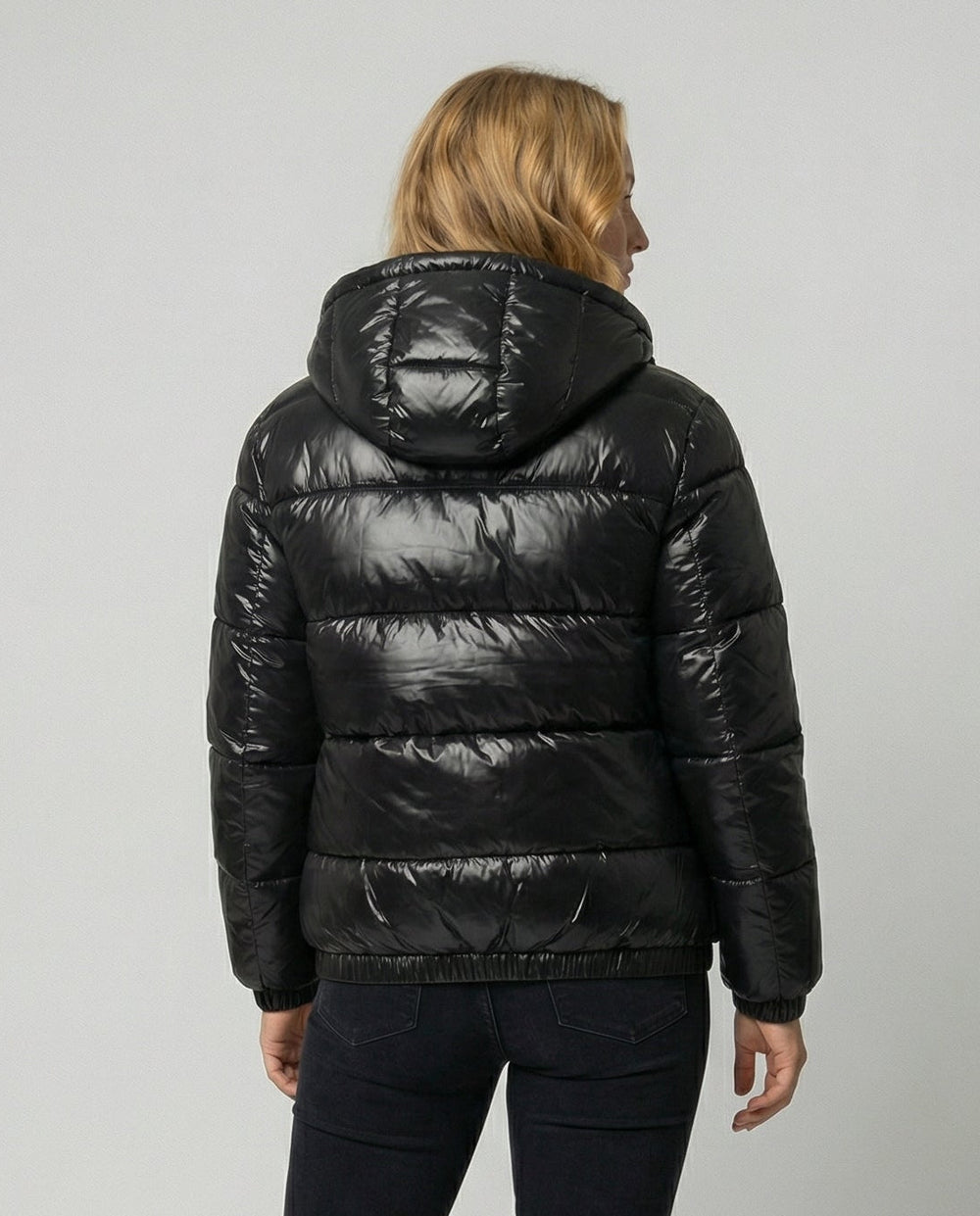 Women's hooded puffer jacket, view 3