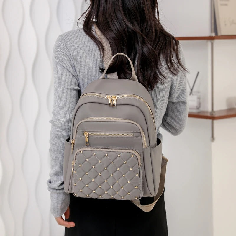 Lightweight Water-Resistant Nylon Backpack for Women - Ideal for Travel & School Use