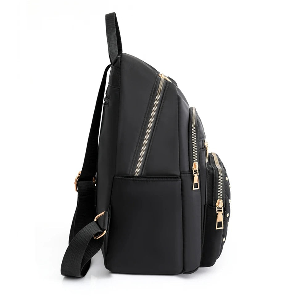 Lightweight Water-Resistant Nylon Backpack for Women - Ideal for Travel & School Use