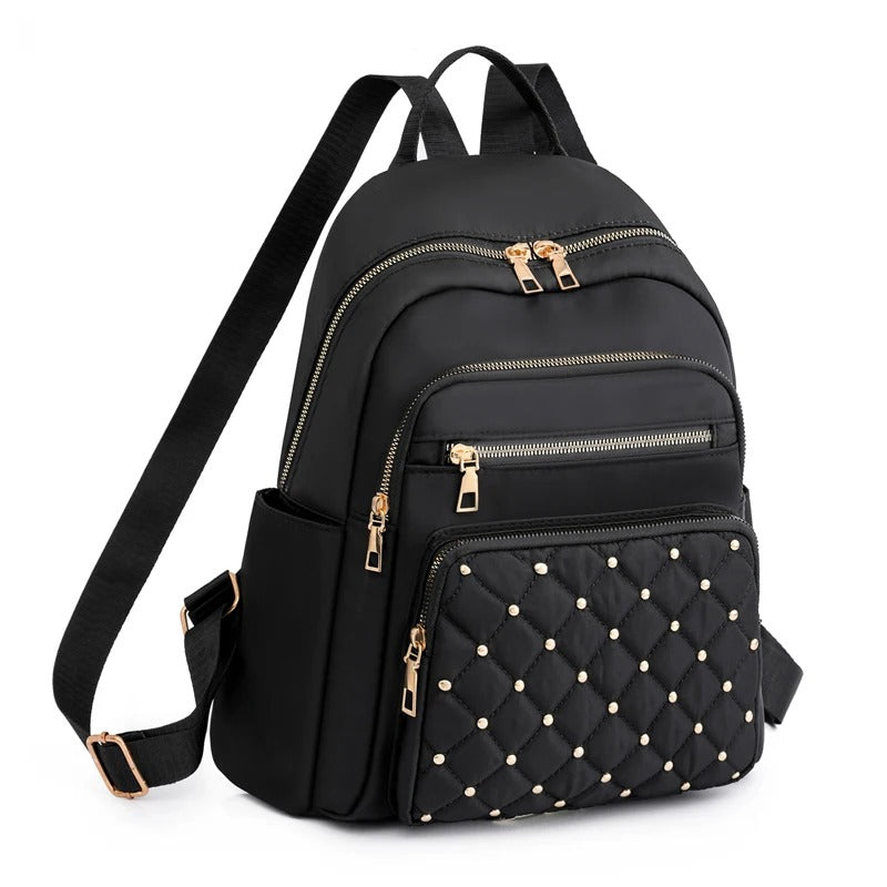 Lightweight Water-Resistant Nylon Backpack for Women - Ideal for Travel & School Use
