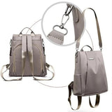 Women's Lightweight Water-Resistant Nylon Backpack - Versatile Multi-Way Carry Design