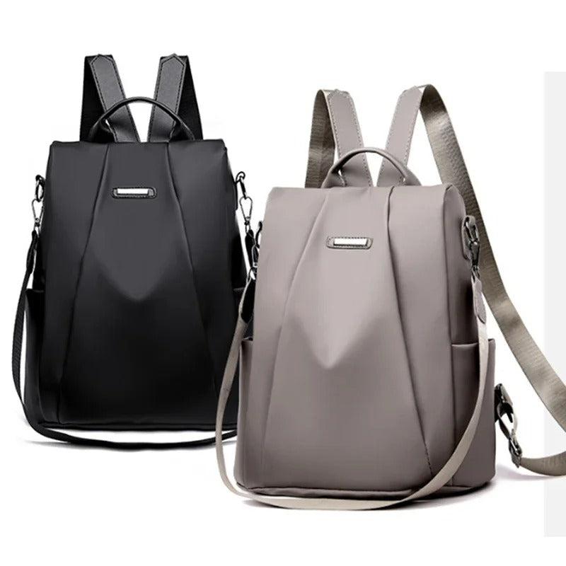 Women's Lightweight Water-Resistant Nylon Backpack - Versatile Multi-Way Carry Design