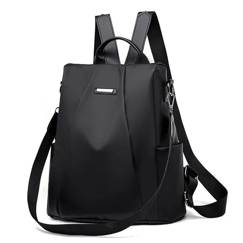 Women's Lightweight Water-Resistant Nylon Backpack - Versatile Multi-Way Carry Design