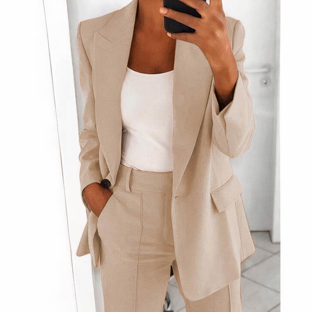 Sanne Blazer and Pants Set – Beige