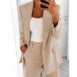 Sanne Blazer and Pants Set – Beige
