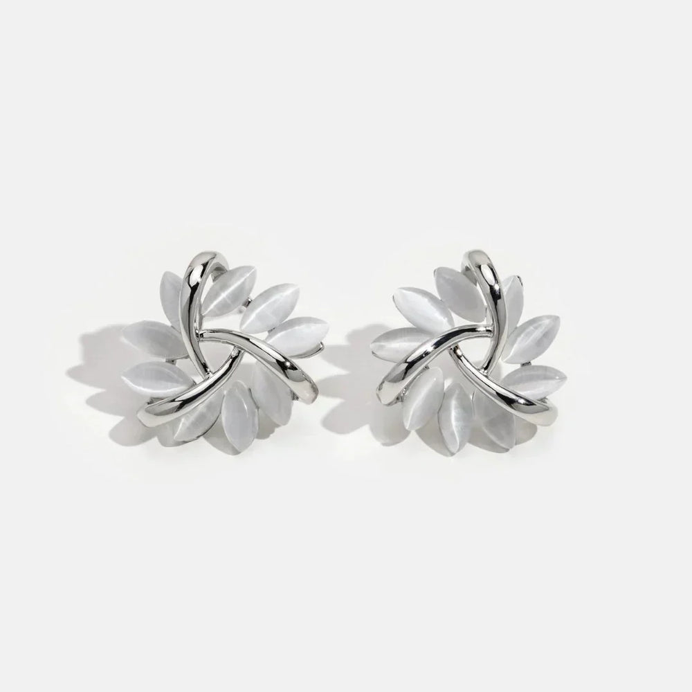 Amara Round Opal Flower Stud Earrings