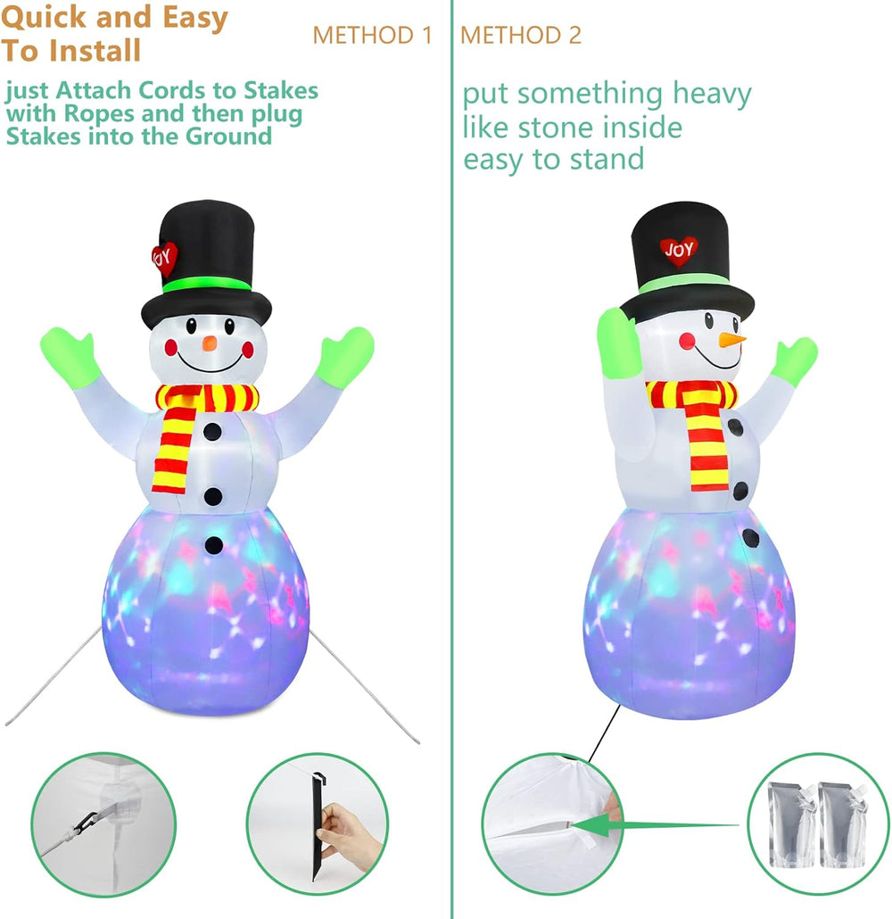 Lotte 213 cm Inflatable Light-Up Snowman - Festive Holiday Decoration for Indoor & Outdoor Use