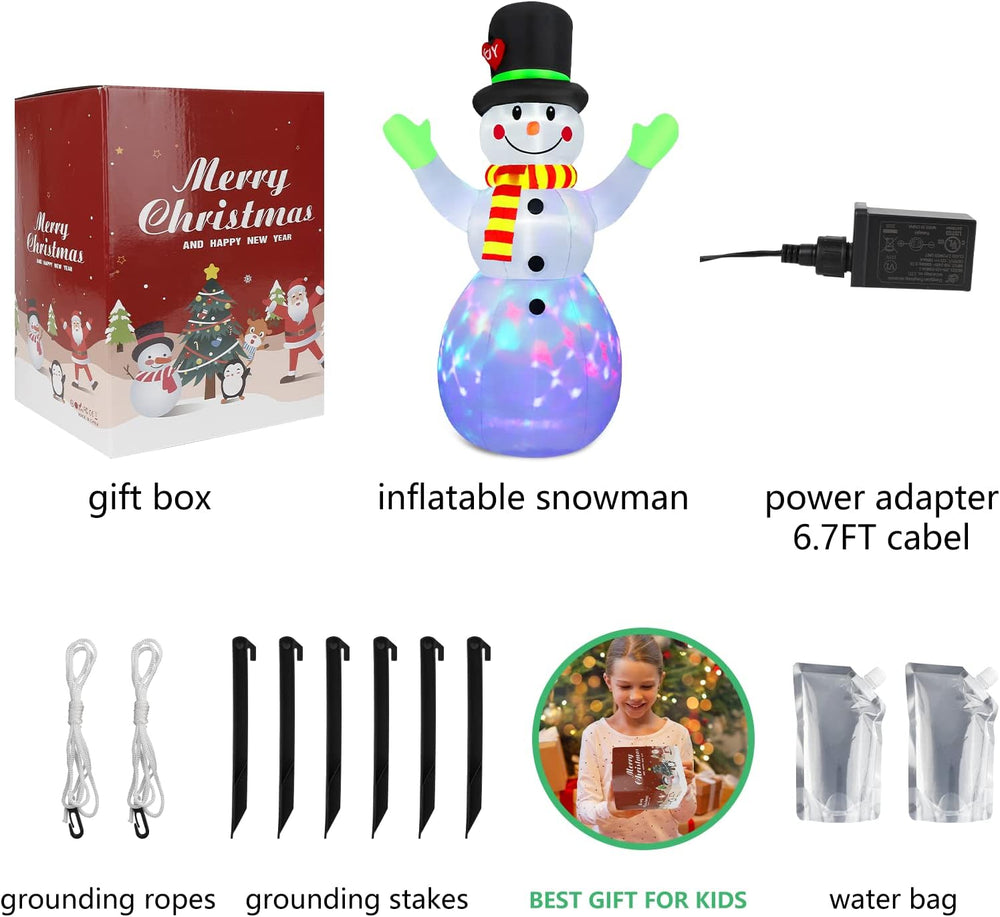 Lotte 213 cm Inflatable Light-Up Snowman - Festive Holiday Decoration for Indoor & Outdoor Use
