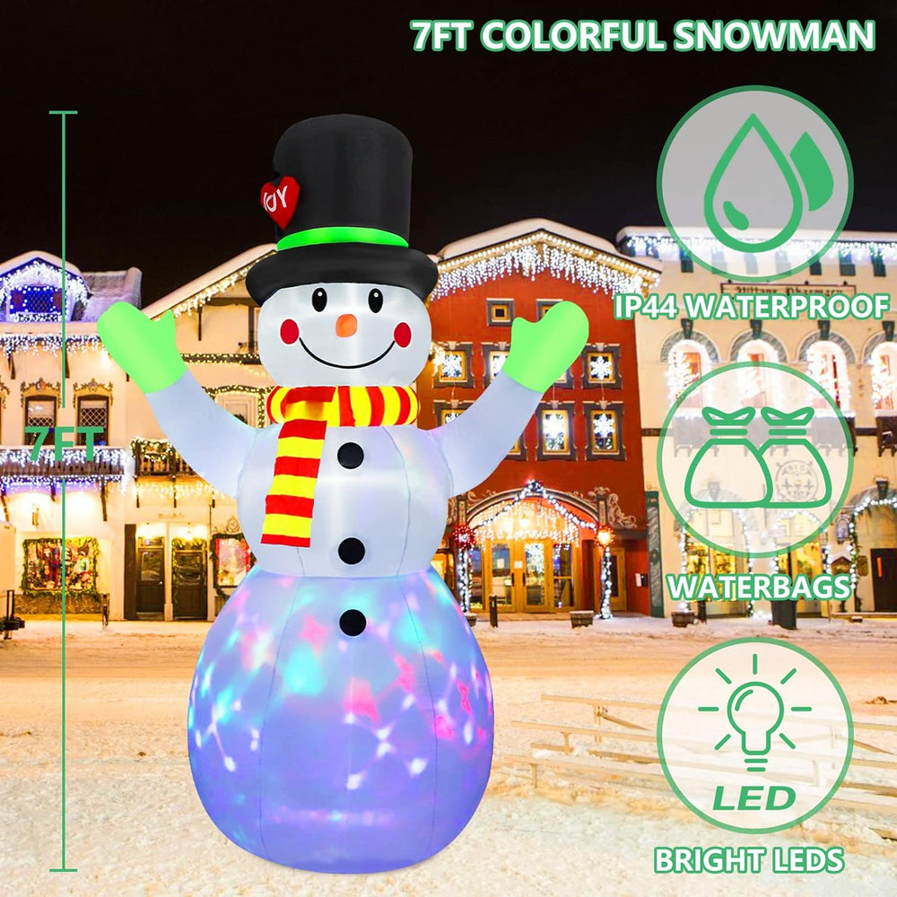 Lotte 213 cm Inflatable Light-Up Snowman - Festive Holiday Decoration for Indoor & Outdoor Use