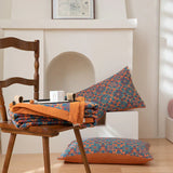 TerraLoom Six-Layer Cotton Quilt - Vibrant Orange & Blue Patterned Bedding for Ultimate Comfort