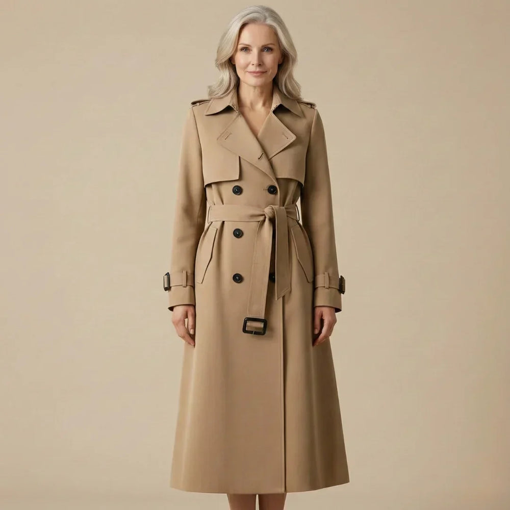 Women's belted trench coat, view 1