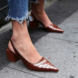 Lara Orthopaedic Croco Brown Heels for Ultimate Comfort and Style