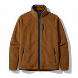 Men's oversized coat showing collar and neckline