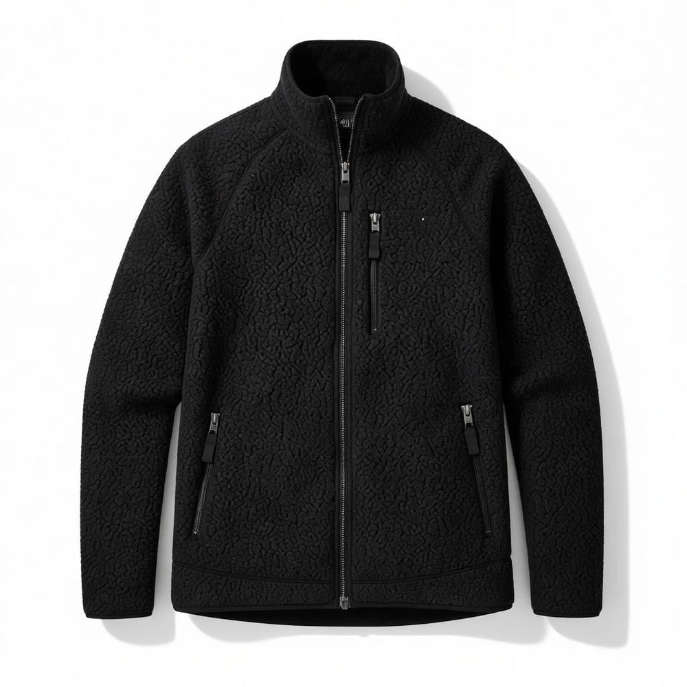 Men's oversized coat detail of set-in side pocket