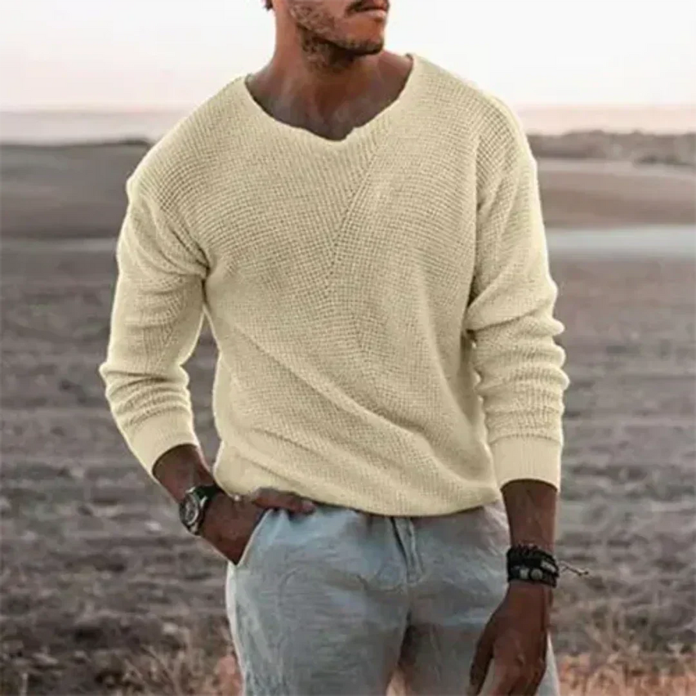 Warmer men's knitted jumper with long sleeves - Sigfried