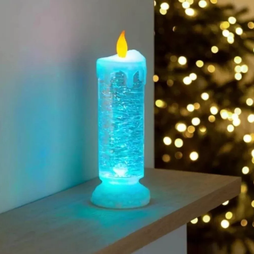 Rechargeable LED Christmas Candles with Glitter - Festive & Eco-Friendly Holiday Decor