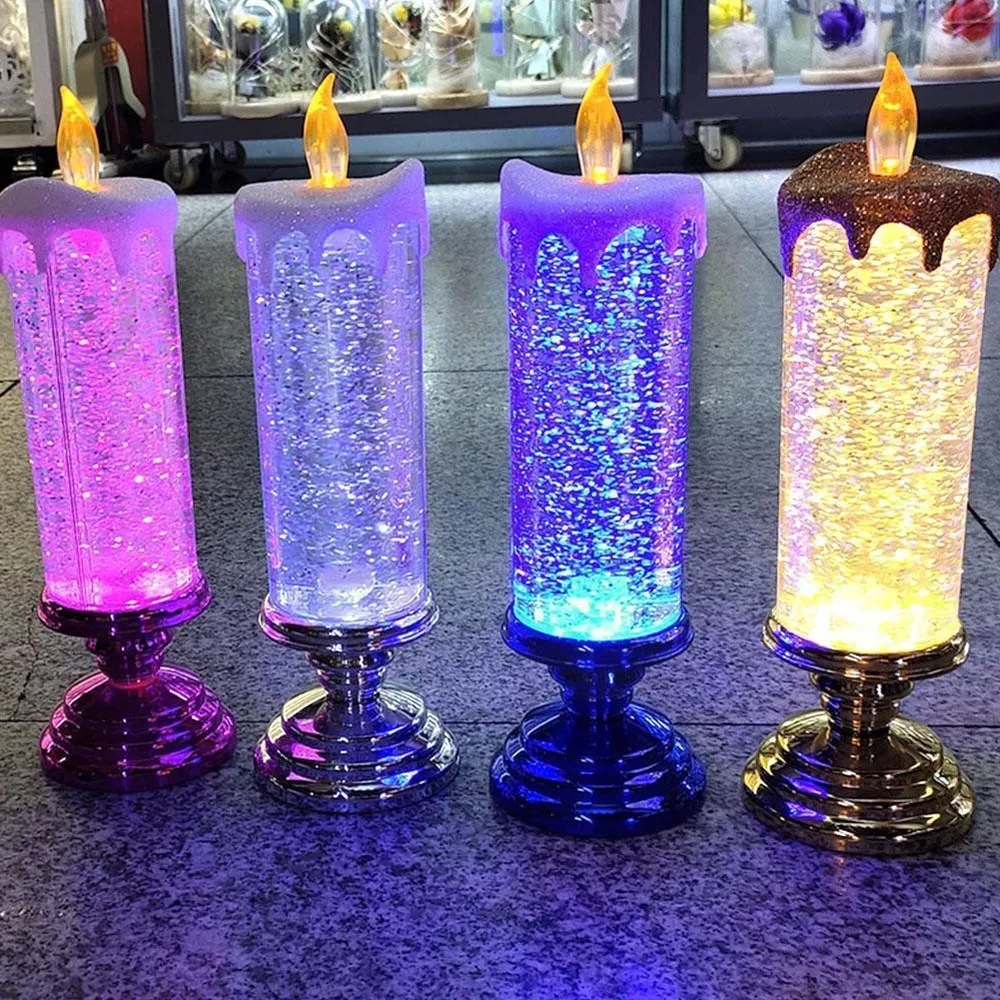 Rechargeable LED Christmas Candles with Glitter - Festive & Eco-Friendly Holiday Decor