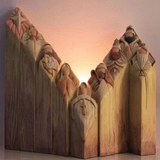 9-Piece Heavenly Nativity Tree Pillar Statue Set - Elegant Christmas Decor for Holiday Celebrations