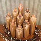 9-Piece Heavenly Nativity Tree Pillar Statue Set - Elegant Christmas Decor for Holiday Celebrations