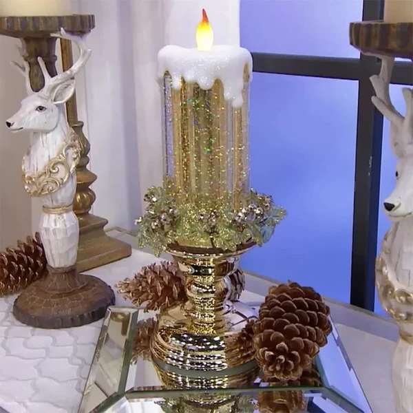 Rechargeable LED Christmas Candles with Glitter - Festive & Eco-Friendly Holiday Decor