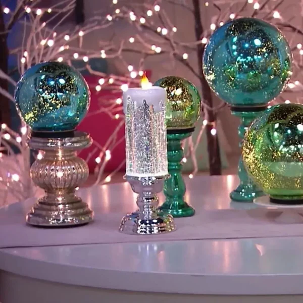 Rechargeable LED Christmas Candles with Glitter - Festive & Eco-Friendly Holiday Decor