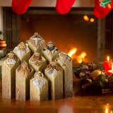 9-Piece Heavenly Nativity Tree Pillar Statue Set - Elegant Christmas Decor for Holiday Celebrations