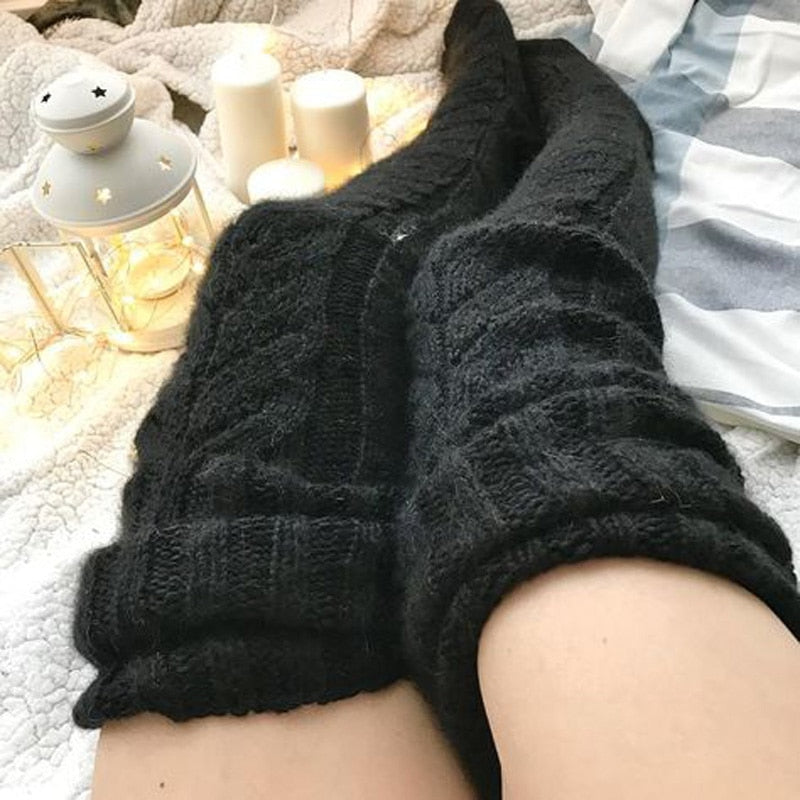 Cozy Over-the-Knee Knit Socks for Women - Stylish & Warm Winter Legwear