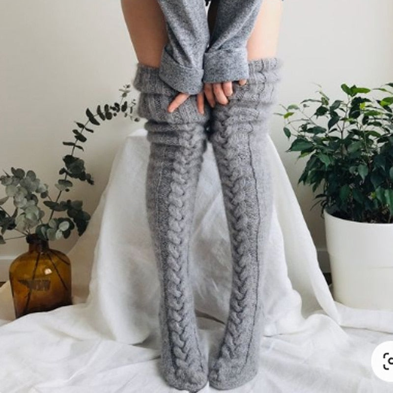 Cozy Over-the-Knee Knit Socks for Women - Stylish & Warm Winter Legwear