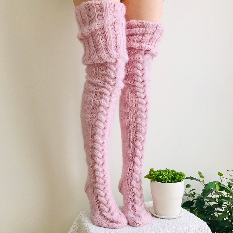 Cozy Over-the-Knee Knit Socks for Women - Stylish & Warm Winter Legwear