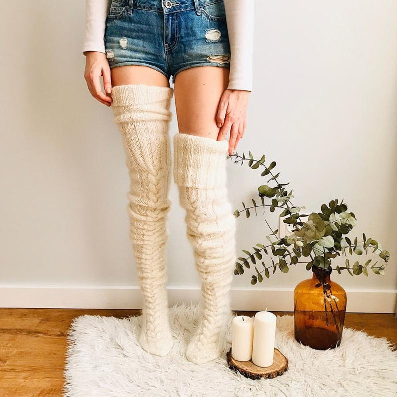 Cozy Over-the-Knee Knit Socks for Women - Stylish & Warm Winter Legwear