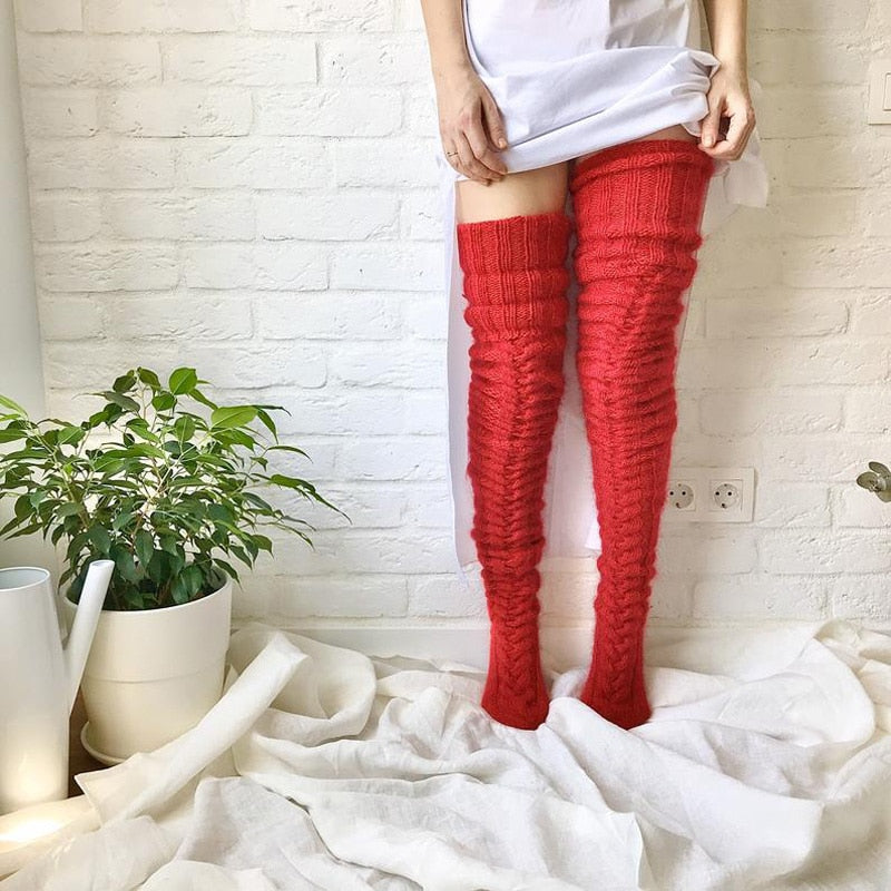 Cozy Over-the-Knee Knit Socks for Women - Stylish & Warm Winter Legwear
