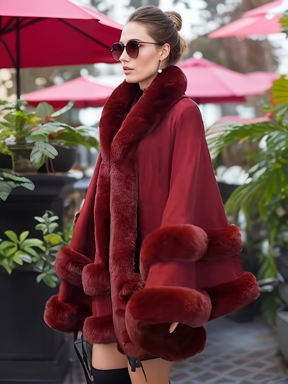 Oversized Furry Cape Jas for Women - Fiona