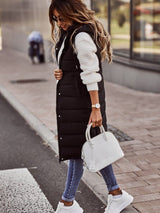 Men's Insulated Knee-Length Puffer Vest - Warm & Stylish Winter Outerwear