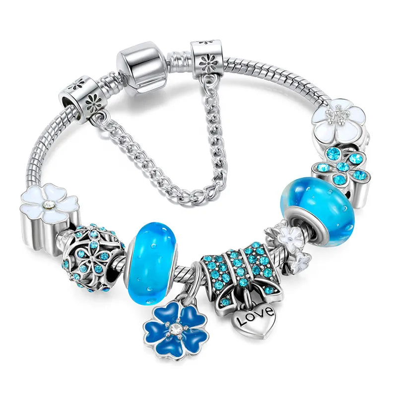 Elegant Peach Blossom Charm Bracelet | Delicate Floral Design for Women