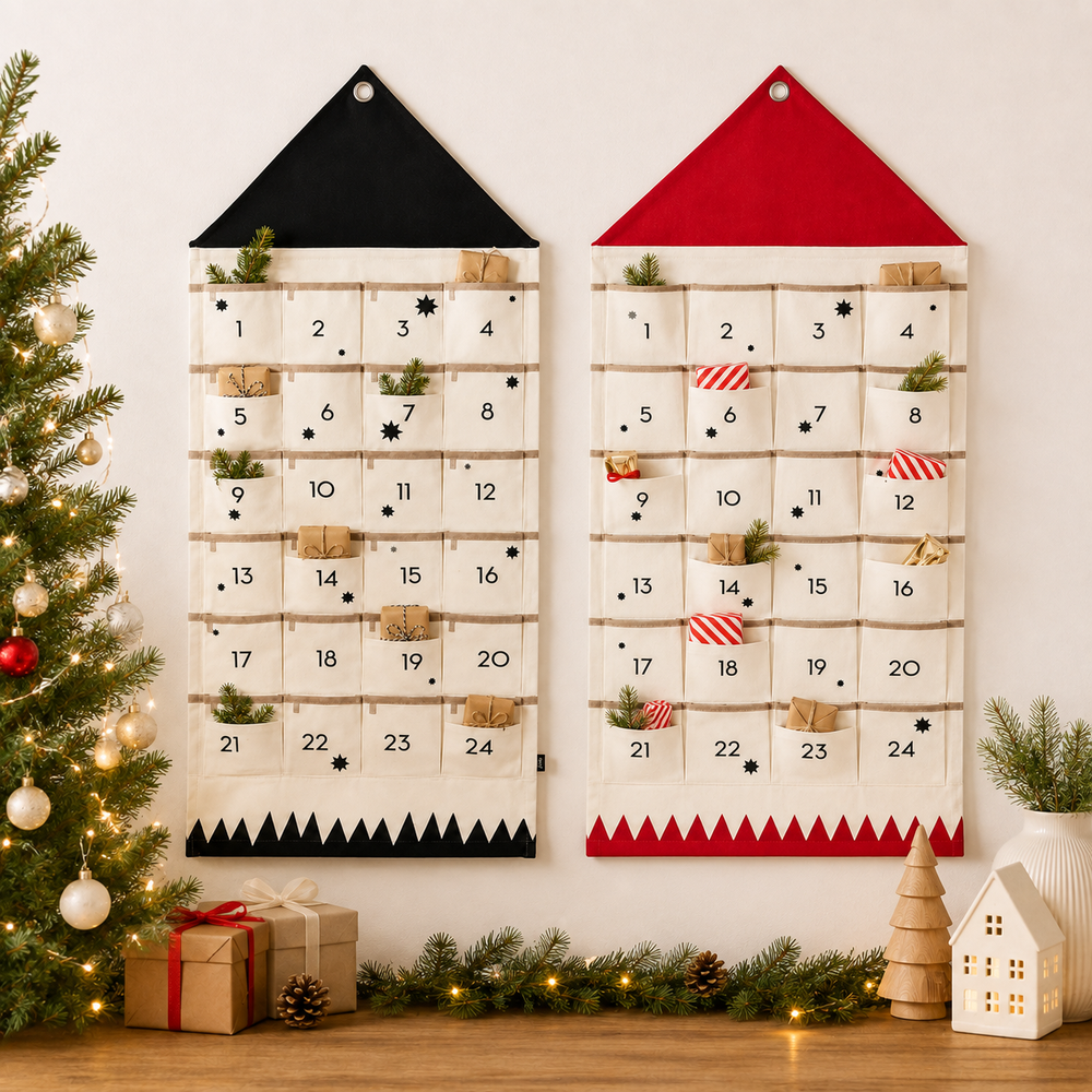 Christmas Fabric Advent Calendar – 24 Refillable Pockets & Hanging Design