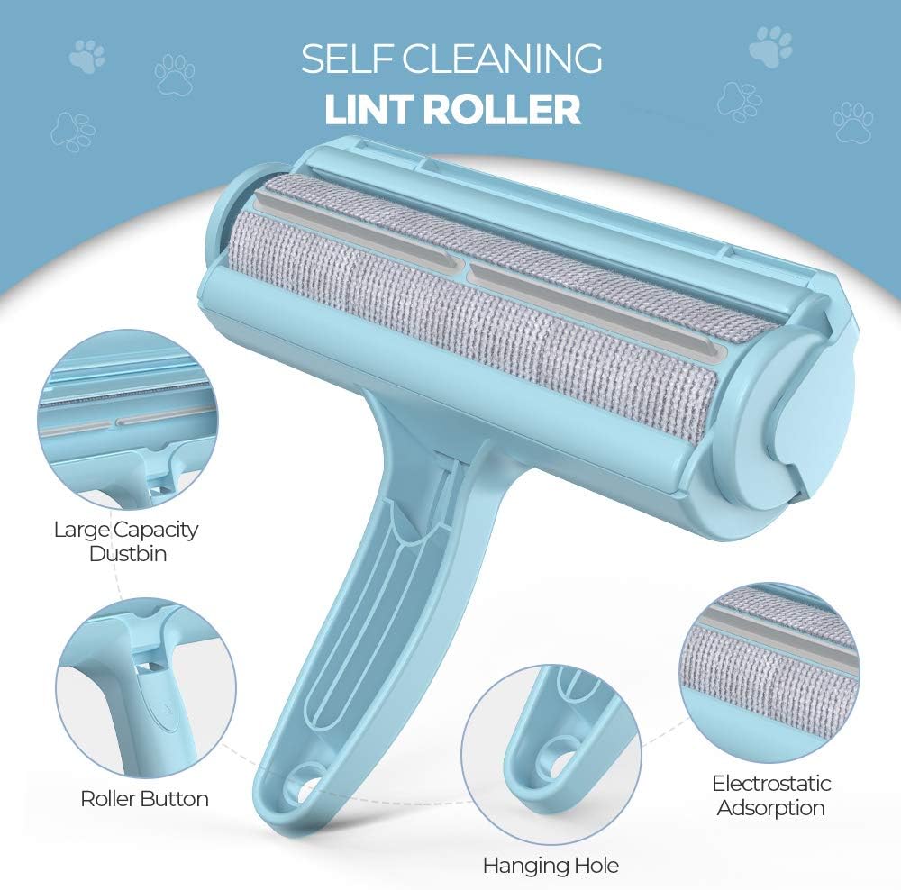 Self-Cleaning Pet Hair Remover Lint Roller - Effortless Fur Removal for Dogs & Cats