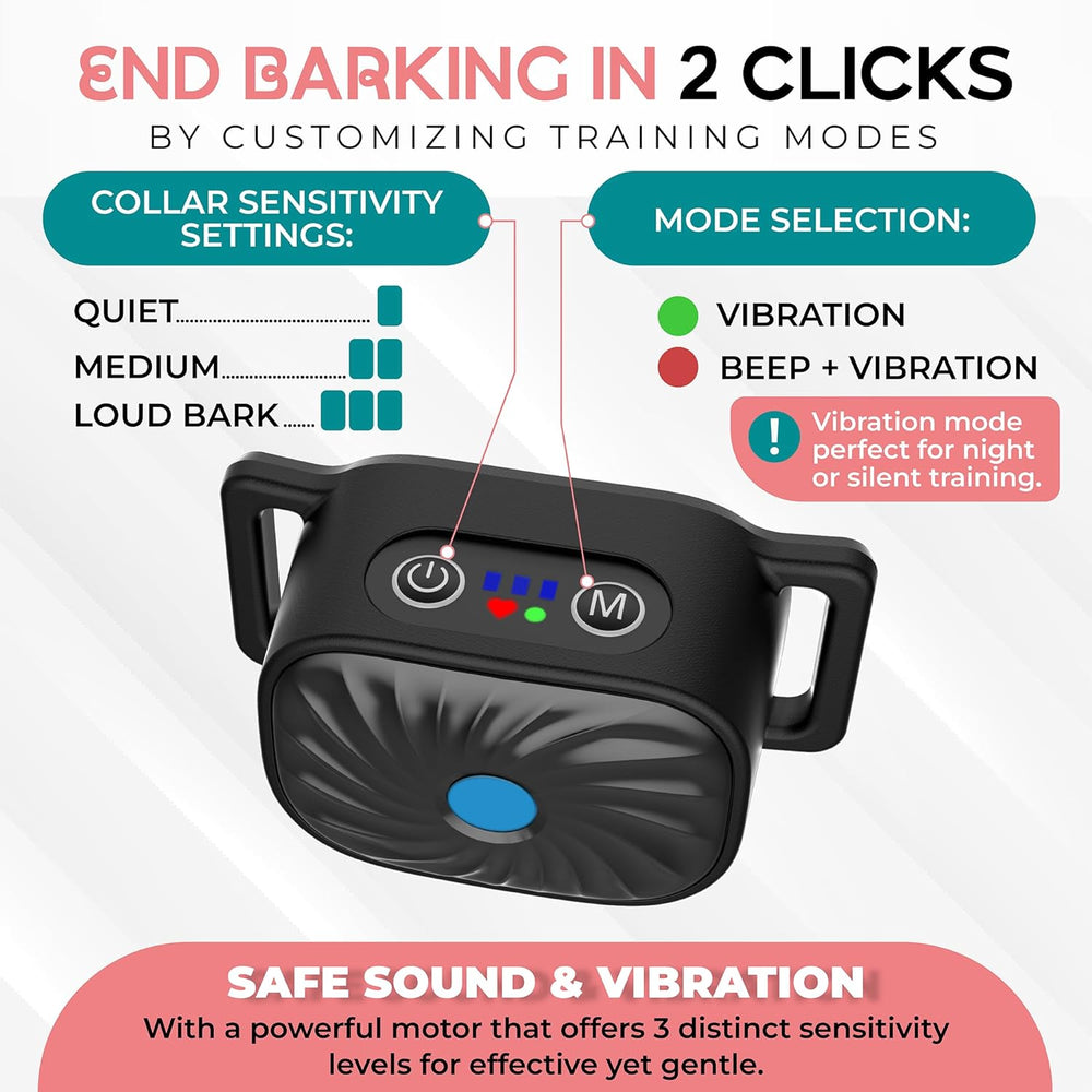 Humane Bark Control Collar for Small Dogs - Effective Gentle Training Aid for Quieting Excessive Barking