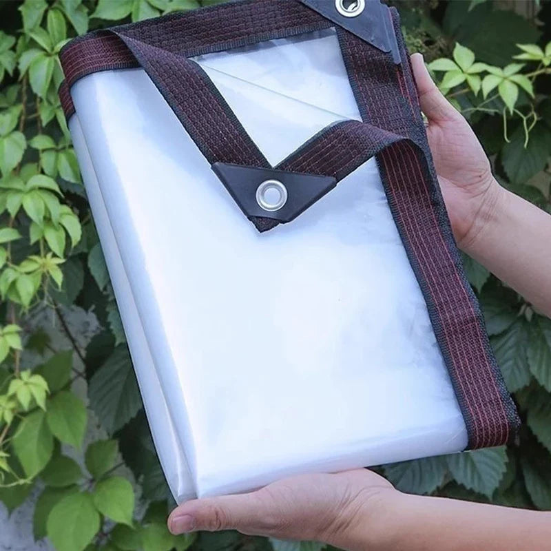 Clear PE Tarpaulin Cover – 90% Light, Rustproof Eyelets & Tear-Resistant Weatherproof