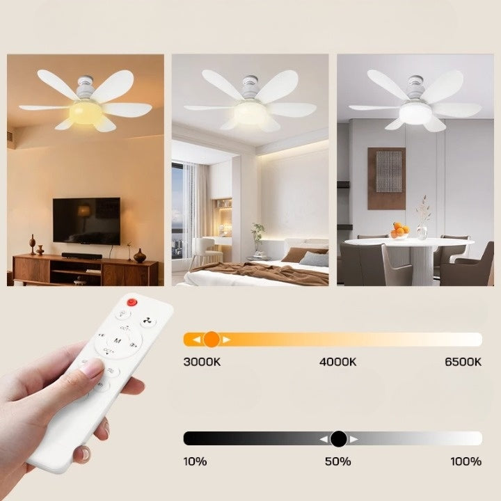 LED Ceiling Fan Light – Remote Control, Dimmable 3 Colors & E27 40W