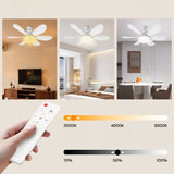 LED Ceiling Fan Light – Remote Control, Dimmable 3 Colors & E27 40W
