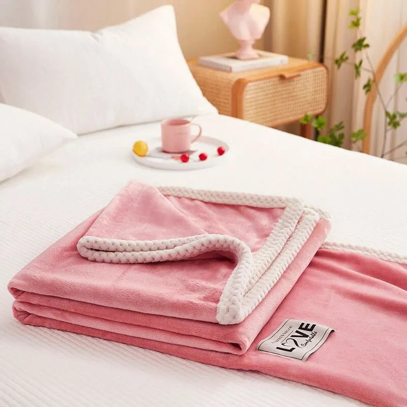 Blush Cozy Pink Flannel Fleece Blanket - Ultra Soft, Warm & Stylish Throw for Home Décor