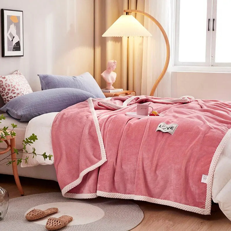 Blush Cozy Pink Flannel Fleece Blanket - Ultra Soft, Warm & Stylish Throw for Home Décor