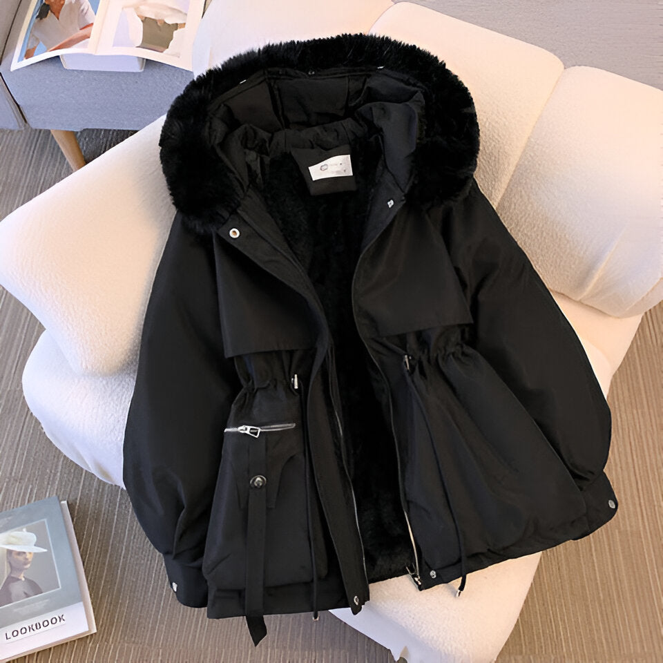 Olivia Eleganter Wintermantel für Damen – Stilvoller, Warmer Wintermantel mit Kapuze und Taschen
