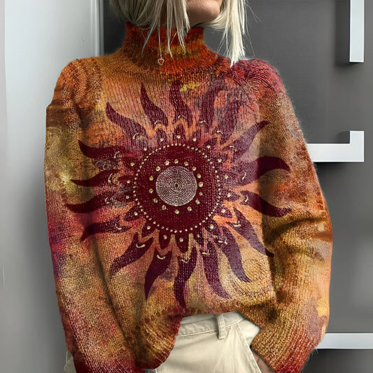 Women's Tribal Sun Knit Turtleneck Sweater