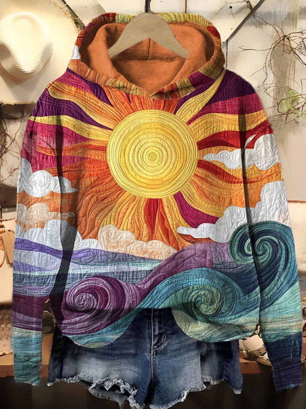 Sofie Vintage Sonnenstrahl Hoodie - Retro Style, Cozy Comfort, Perfect for Everyday Wear