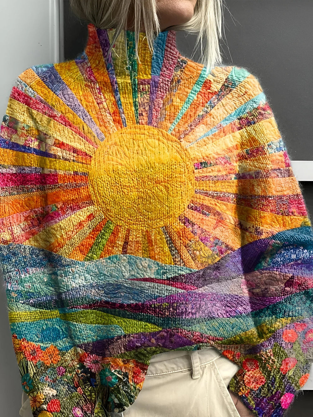 Optimized Product Title: "Simone Bunter Rollkragenpullover für Damen – Fröhlicher, Bequemer Pullover in Lebhaften Farben" 

This title includes relevant keywords, emphasizes the product's features, and targets potential customers effectively.