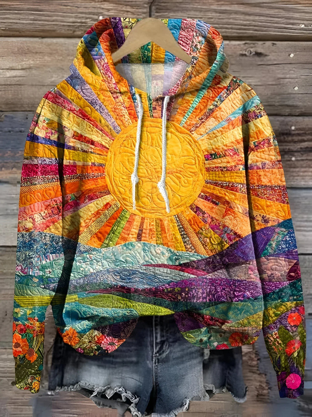 Clara Colorful Sunrise Hoodie - Vibrant & Cozy Pullover for Ultimate Comfort