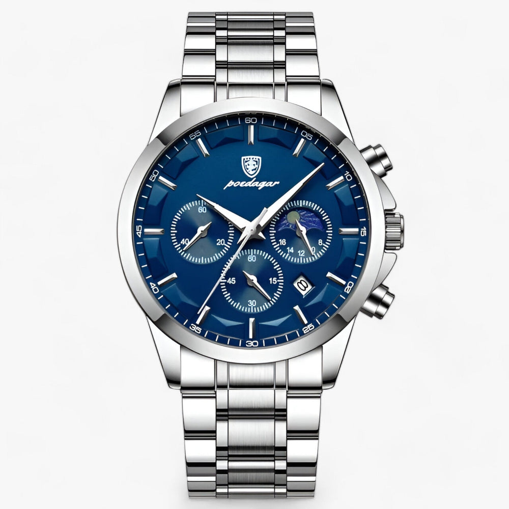 Men's Chronograph Watch – Titanium Steel, Leather or Steel Band & Luminous Hands