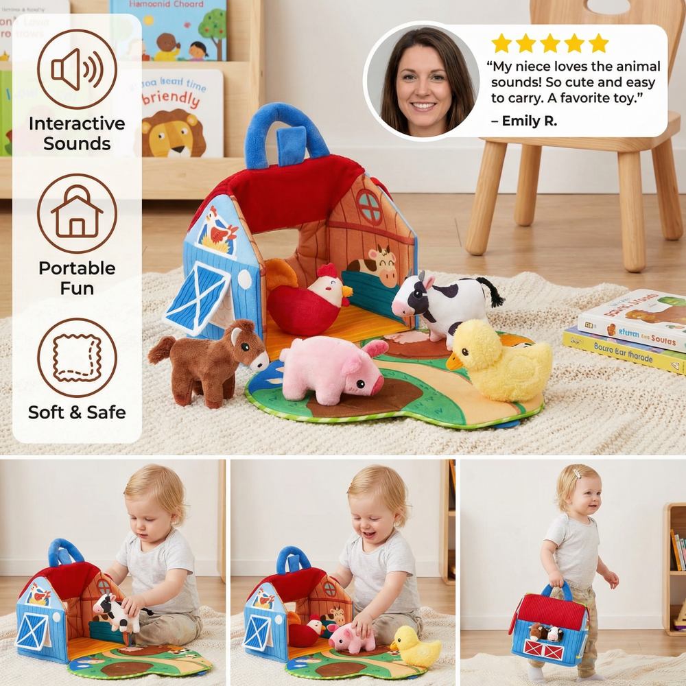 Farm Animal Playset – Soft Plush, Interactive Learning & Pretend Play