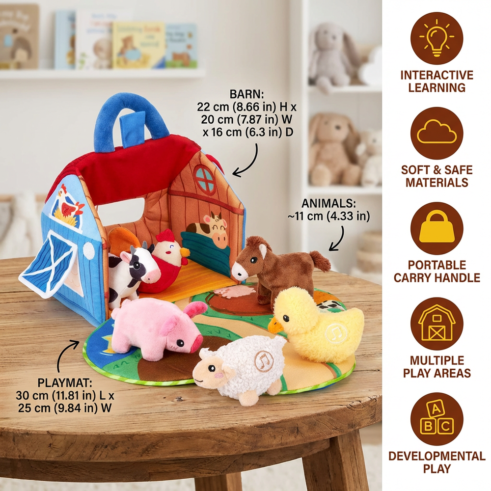 Farm Animal Playset – Soft Plush, Interactive Learning & Pretend Play